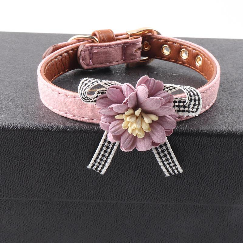 2022  New Design Soft Padded Genuine Leather Luxury Solid Pet Dog Collar