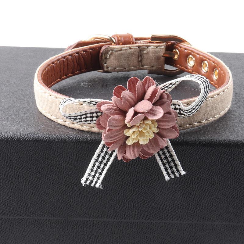 2022  New Design Soft Padded Genuine Leather Luxury Solid Pet Dog Collar