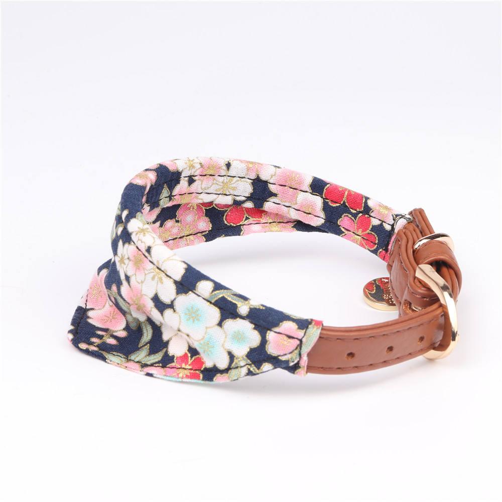 Wholesale Fashion Design Japanese Luxury Soft Pet Bandana Dog Collar Set With Leash