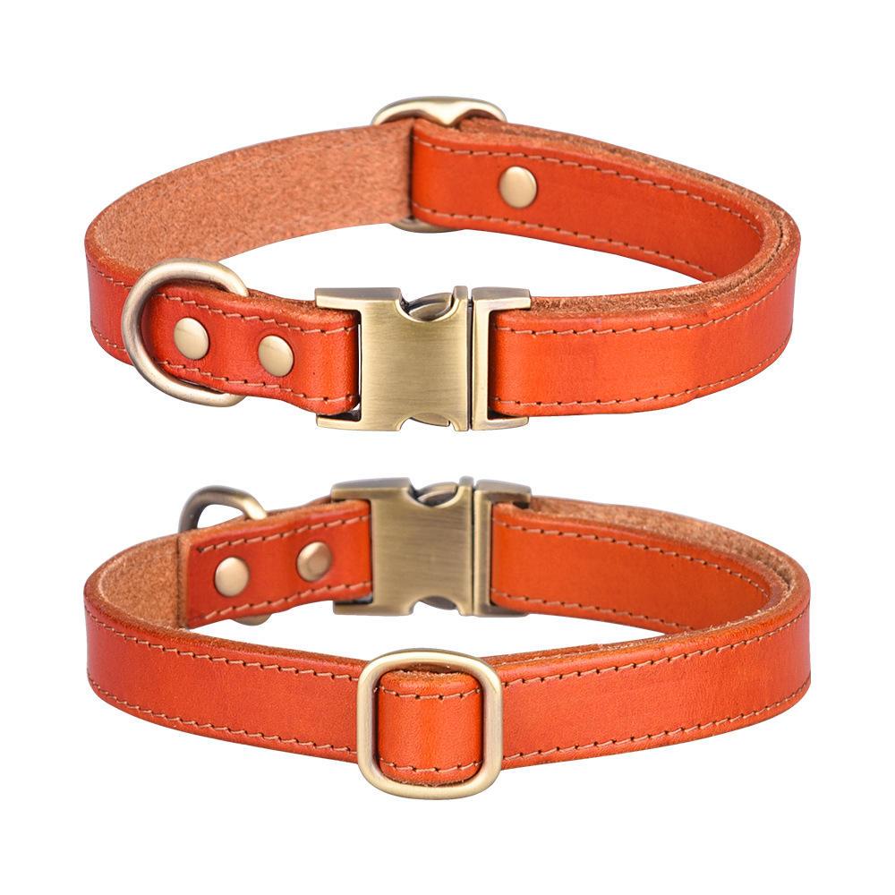 Adjustable Soft Breathable Durable Pet Collar Real Leather Light Dog Collars