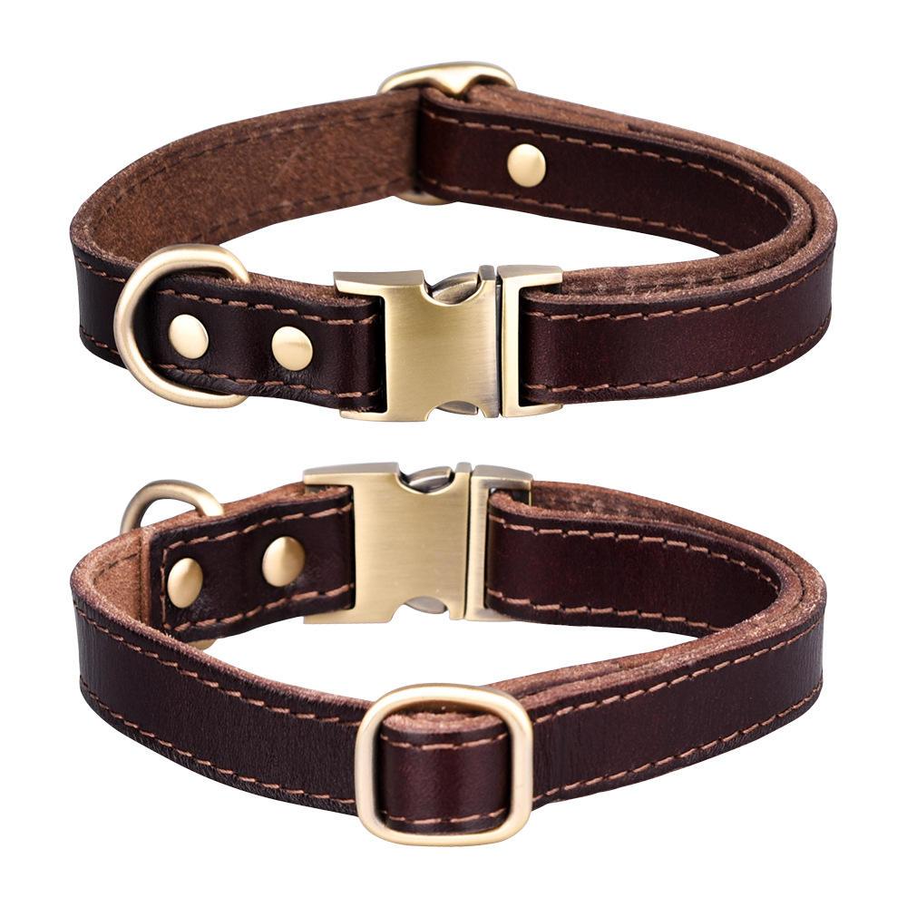 Adjustable Soft Breathable Durable Pet Collar Real Leather Light Dog Collars