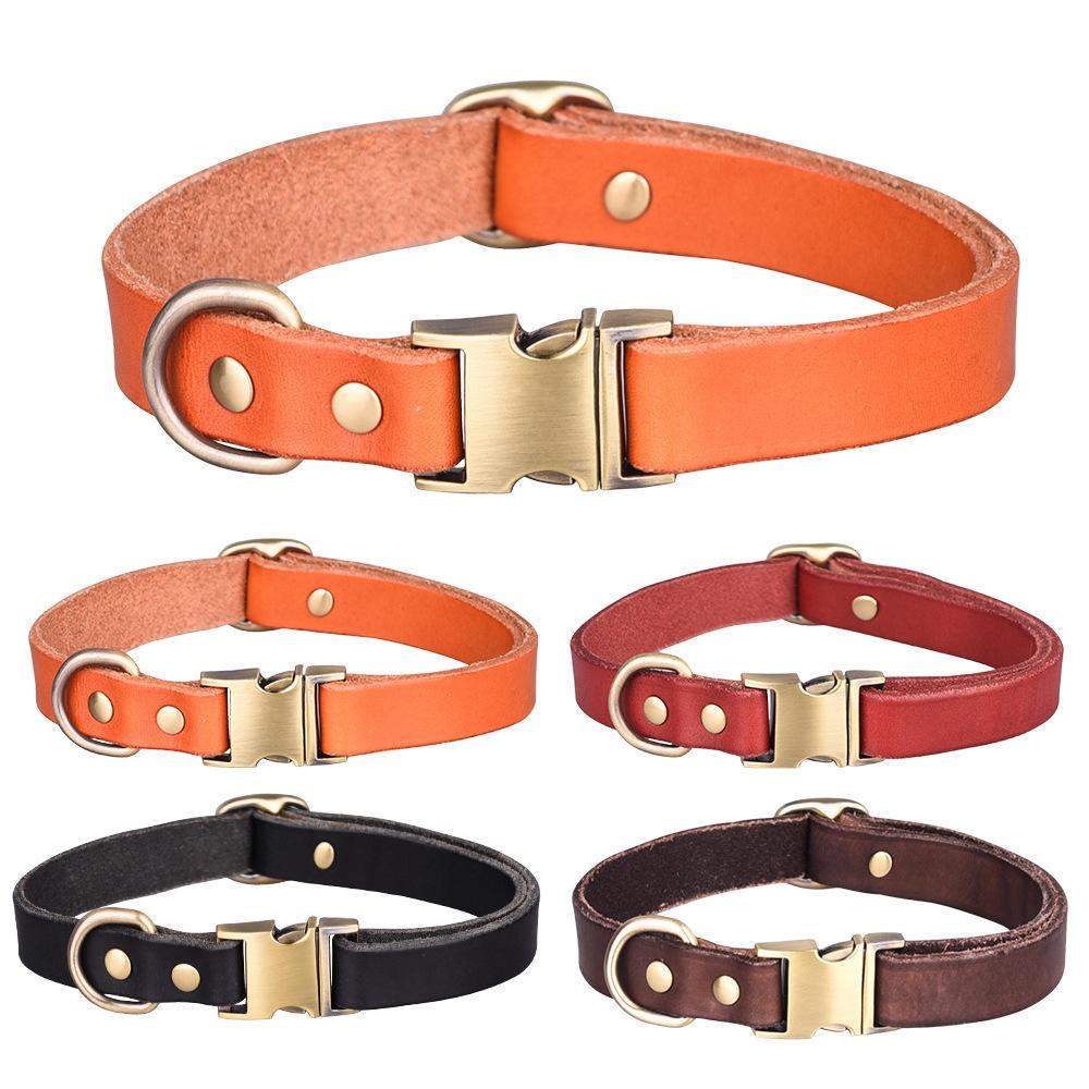 Metal Buckle Genuine Leather Collar For Dogs Customize Support