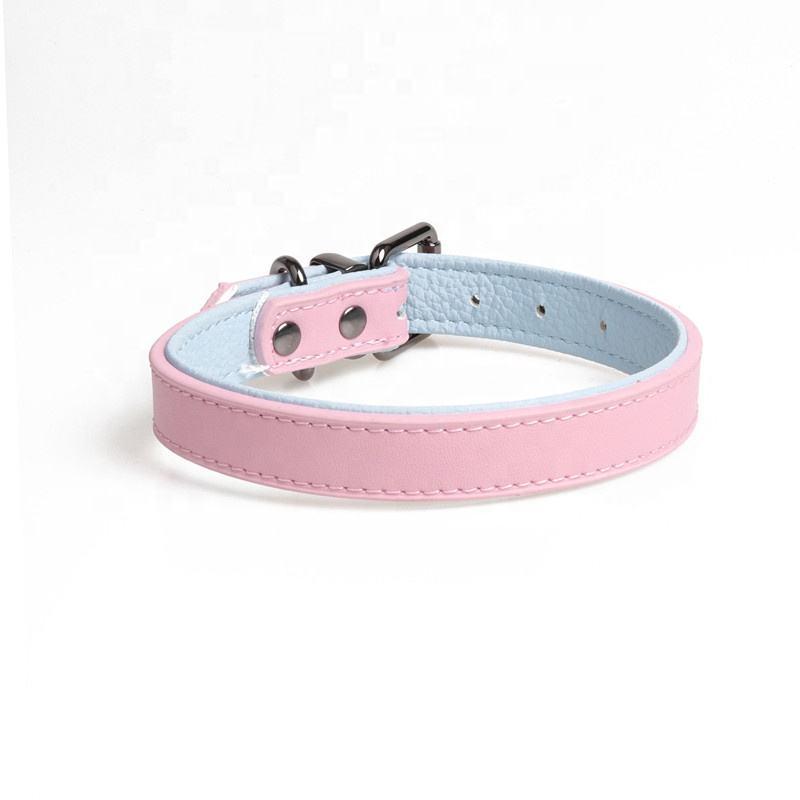 New Fashion E Unique Solid Plain Blank Italian Pet Durable Real Leather Dog Collar