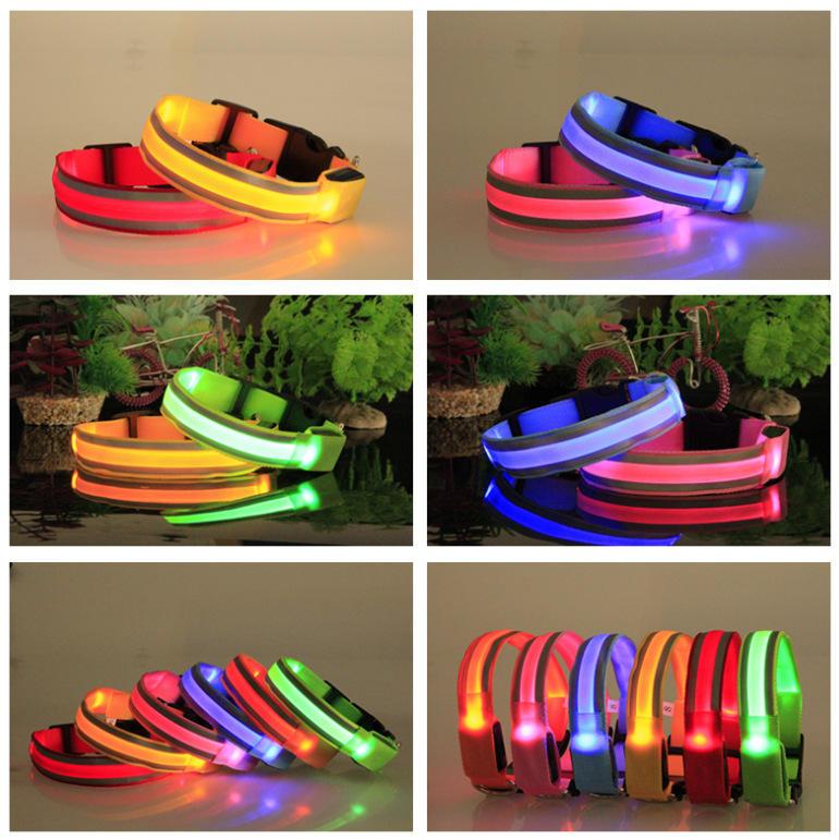 Usb Rechargeable Pet Collars Eco Friendly Reflective Adjustable Night Safety Flashing Led Dog Collars