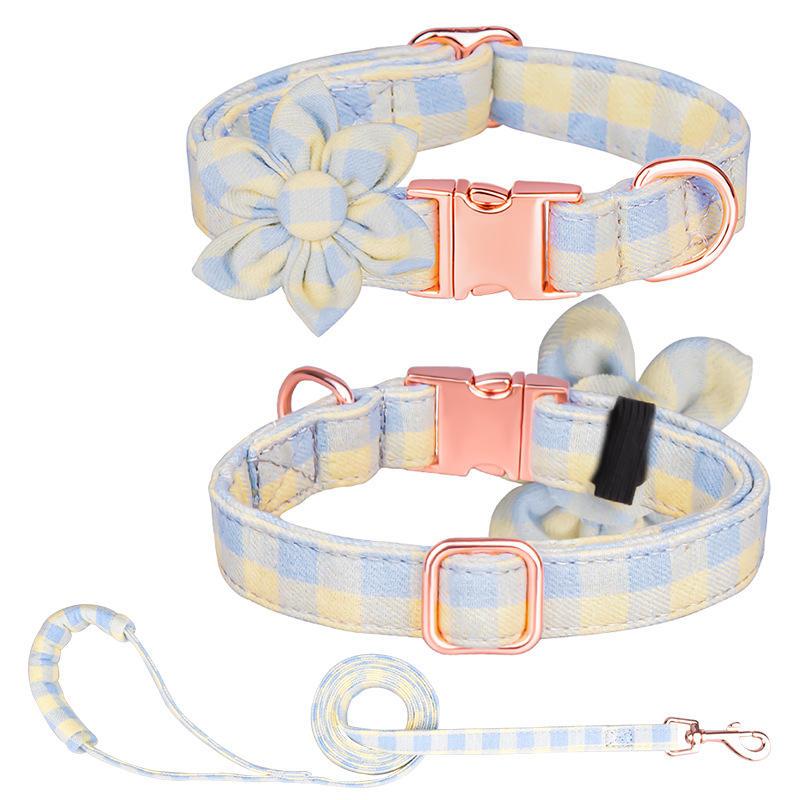 Customized Logo Fashion Dog Collar Cute Plaid Pet Gift For Dogs Adjustable Dog Collars Bowtie Manufacturer