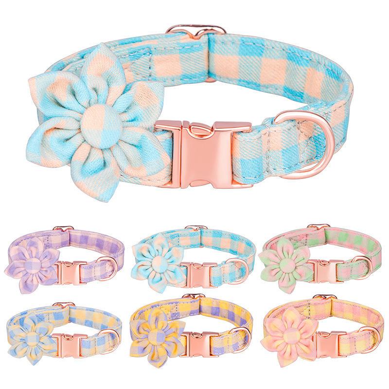 Customized Logo Fashion Dog Collar Cute Plaid Pet Gift For Dogs Adjustable Dog Collars Bowtie Manufacturer