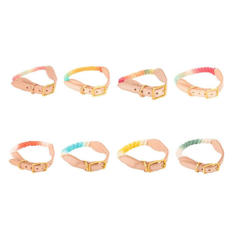 Colorful Rainbow Wholesale Fashion Dog Collar Handmade For Custom With High Quality