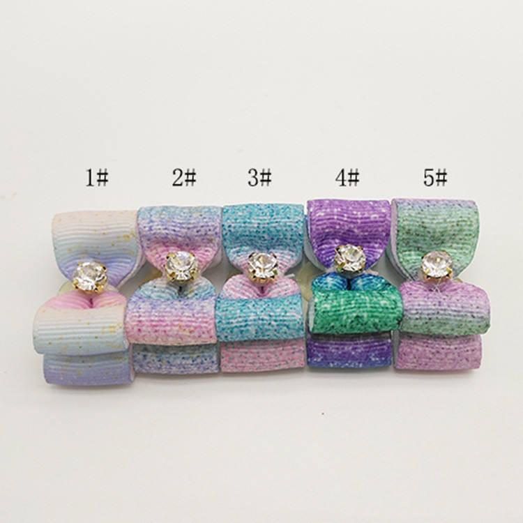 New Pet Rubber Band Collar Flower Starry Gradient Rainbow Ribbon Bow Rubber Band Head Flower Pet Supplies