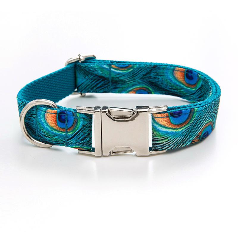 Peacock Pet Collar Cross-border Manufacturers Dog Zinc Alloy Buckle Dog Collar Big Dog Collar