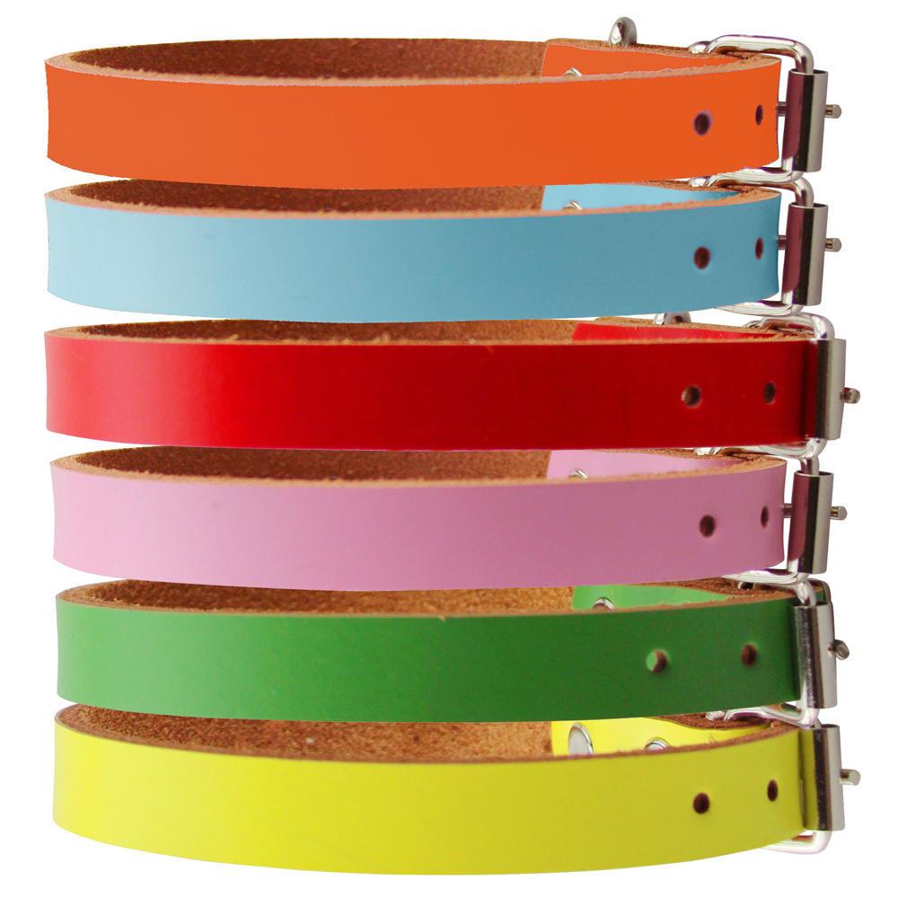 Wholesale Neck Strap Pu Leather Solid Soft Colorful Pet Dog Collar For Small Medium Large Dogs Puppy Kitten Cats