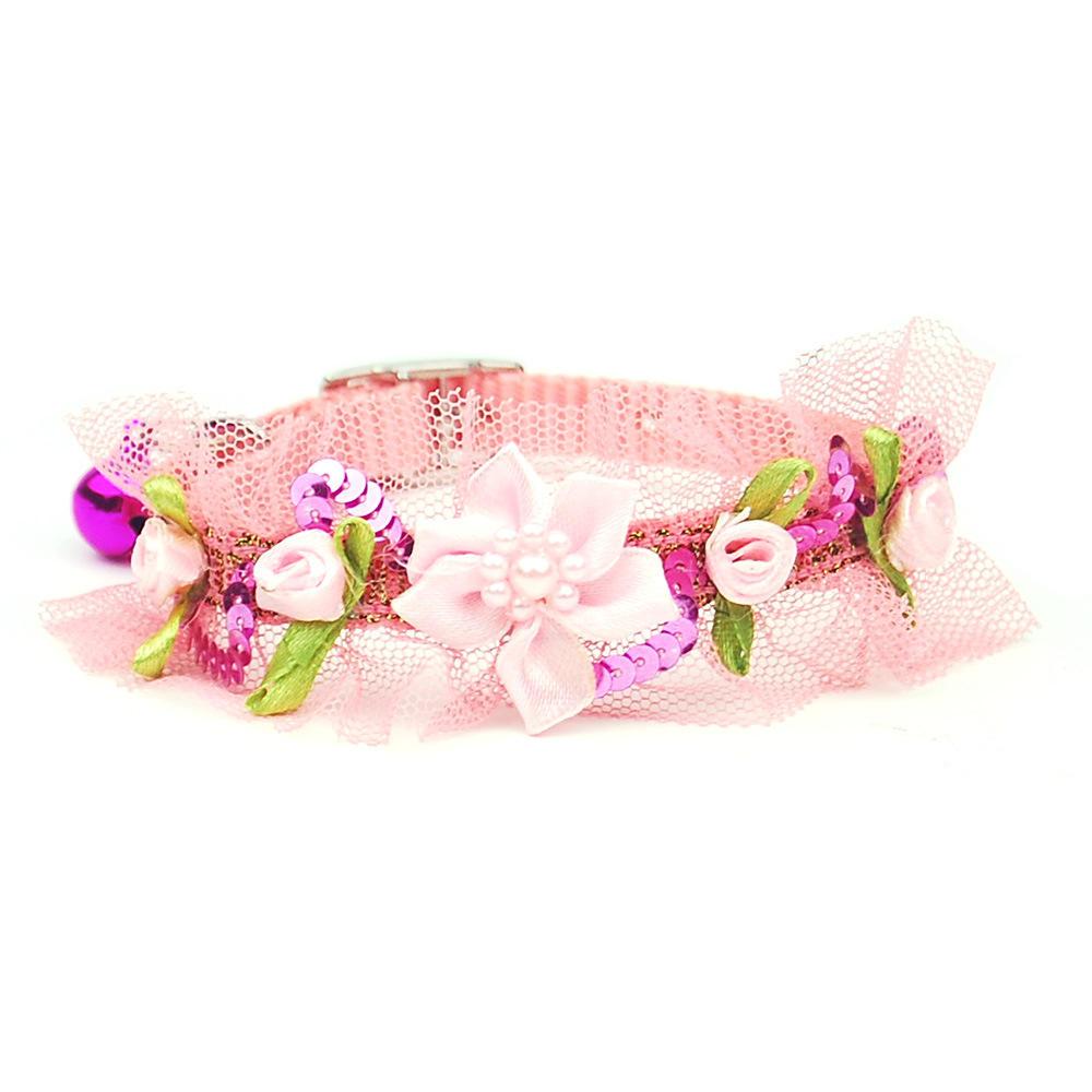 Wholesale Hot Selling Pet Collar Cat Dog Nylon Pet Bell Collar Lace 1.0cm Flower Collar Elegant Cute Pet Accessories