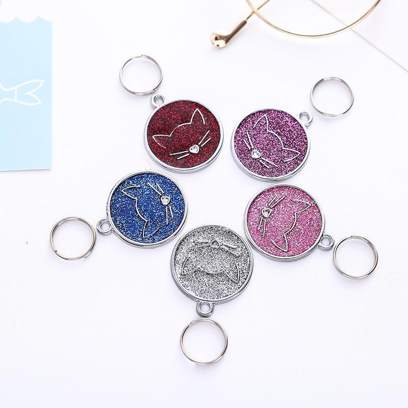 Hot Selling Exquisite Diamond-encrusted Cat Cute Dog Tag Anti-lost Name Card Handwritten Dog Pendant Pet Id Card