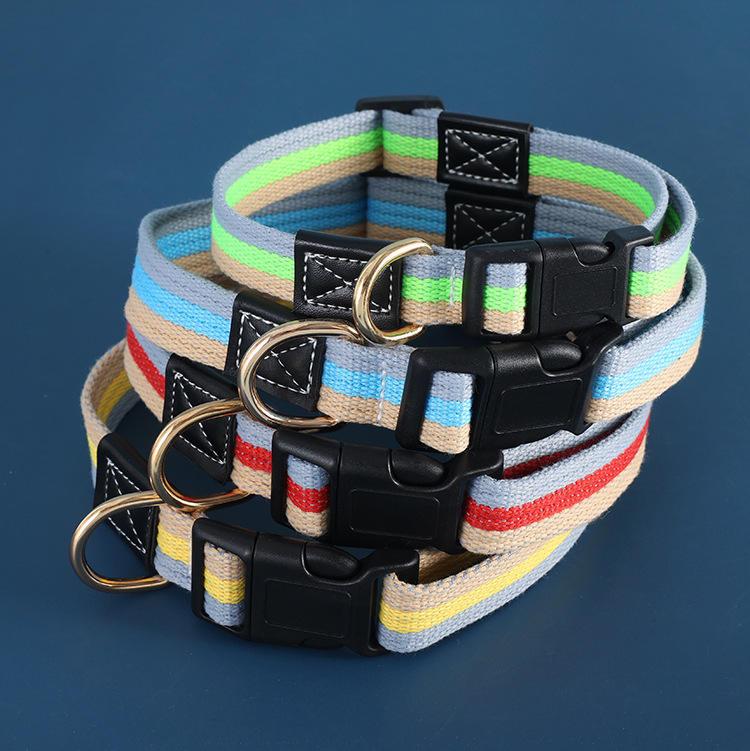 Fashion Colorful Adjustable Canvas Webbing Buckle Dog Collar