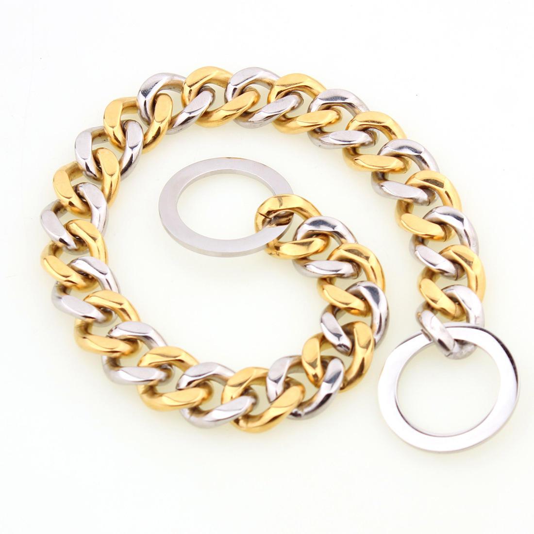 Fashion Titanium Steel Choker Necklace Pet Dog Chain Gold