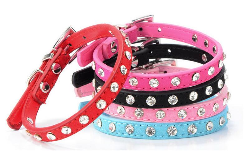 Fashion Design Multicolor Luxury Soft Pu Diamond Pet Dog Collar