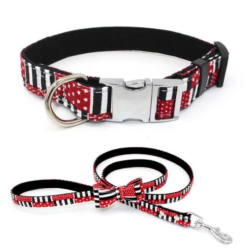 Fashion Flag Design Plaid Bow Tie Custom Pet Dog Collar