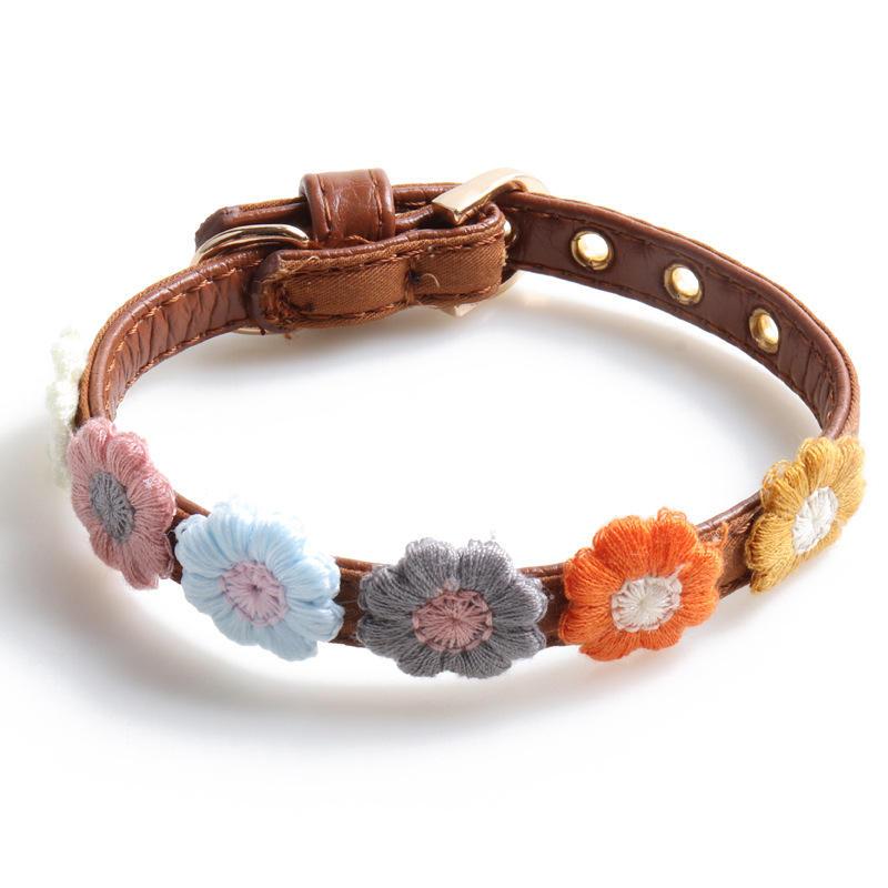 New Pet Products Flower Dog Collar Flowers Suitable Small Dogs Collar Gold Buckle