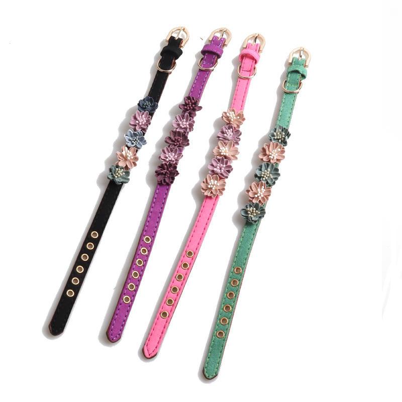 Metal Buckle Flower Dog Collar Luxury Brand Flowers Dog Supplies Collar