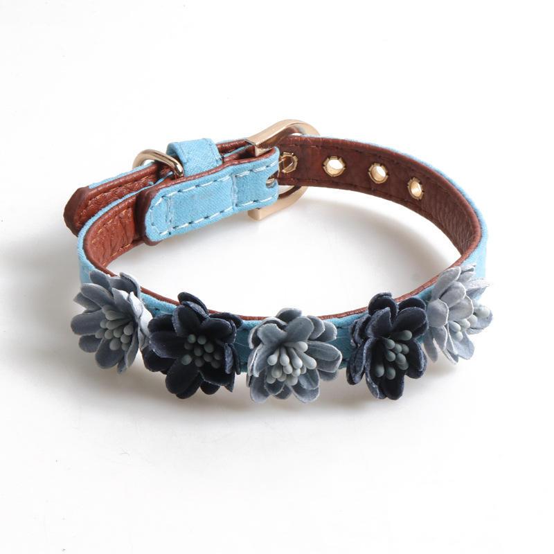 Metal Buckle Flower Dog Collar Luxury Brand Flowers Dog Supplies Collar