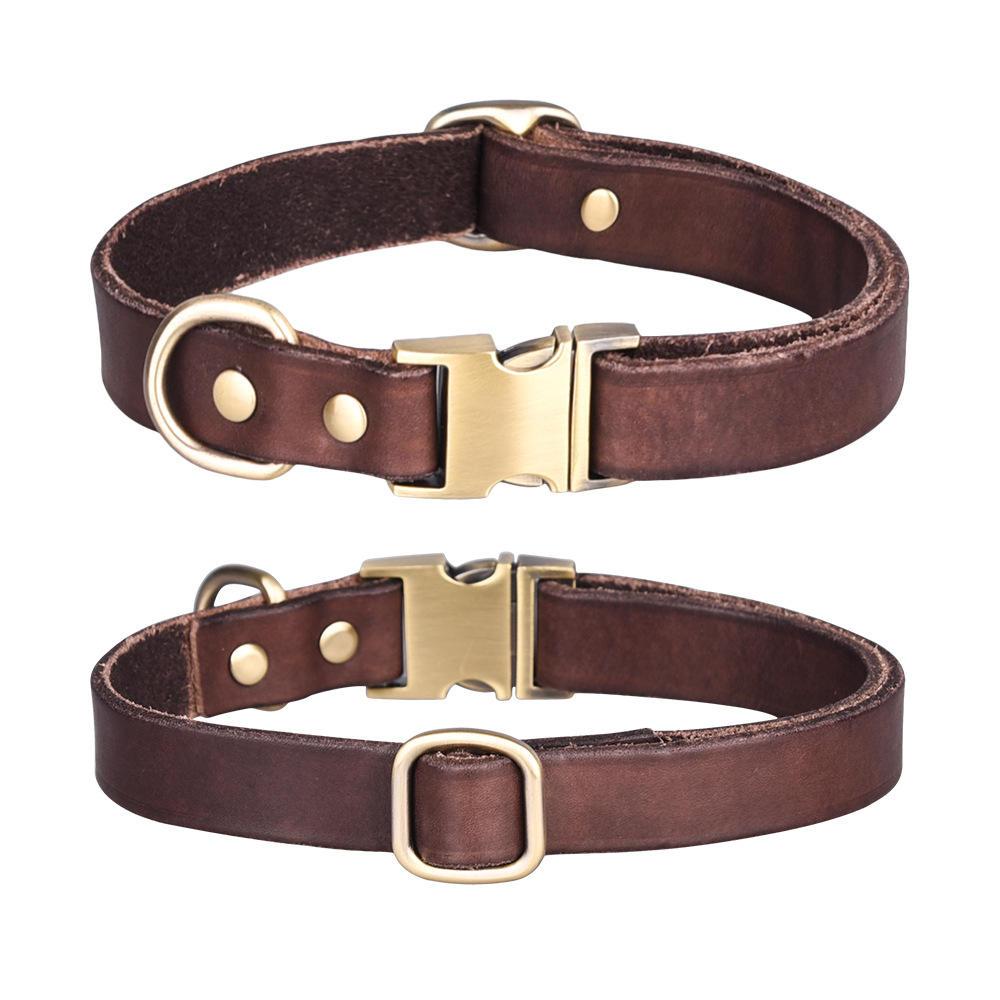 Manufacturer Wholesale Cowhide Pet Collar Large Dog Durable Collars In Bulk