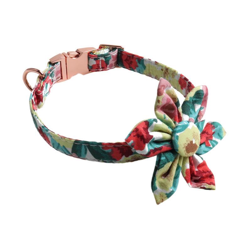 Wholesale Luxury Dog Collar Led Low Price Flower Design Cotton Collar Pet