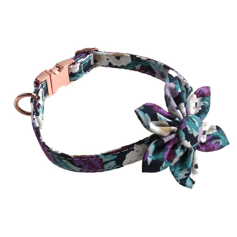 Wholesale Luxury Dog Collar Led Low Price Flower Design Cotton Collar Pet