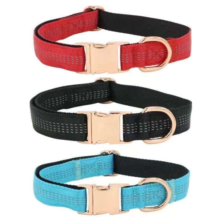 Fashion Neoprene Padded Nylon Striped Pet Dog Collar Reflective Dog Collar