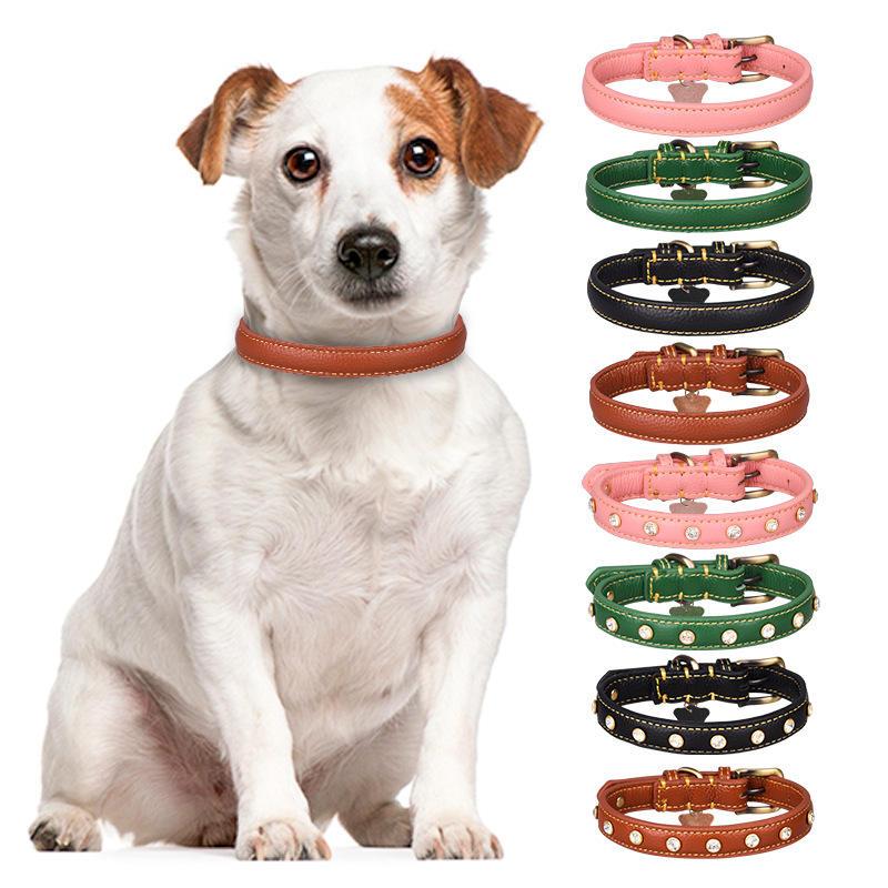 New Reversible Litchi Patterned Copper Pull Ring Pet Collar