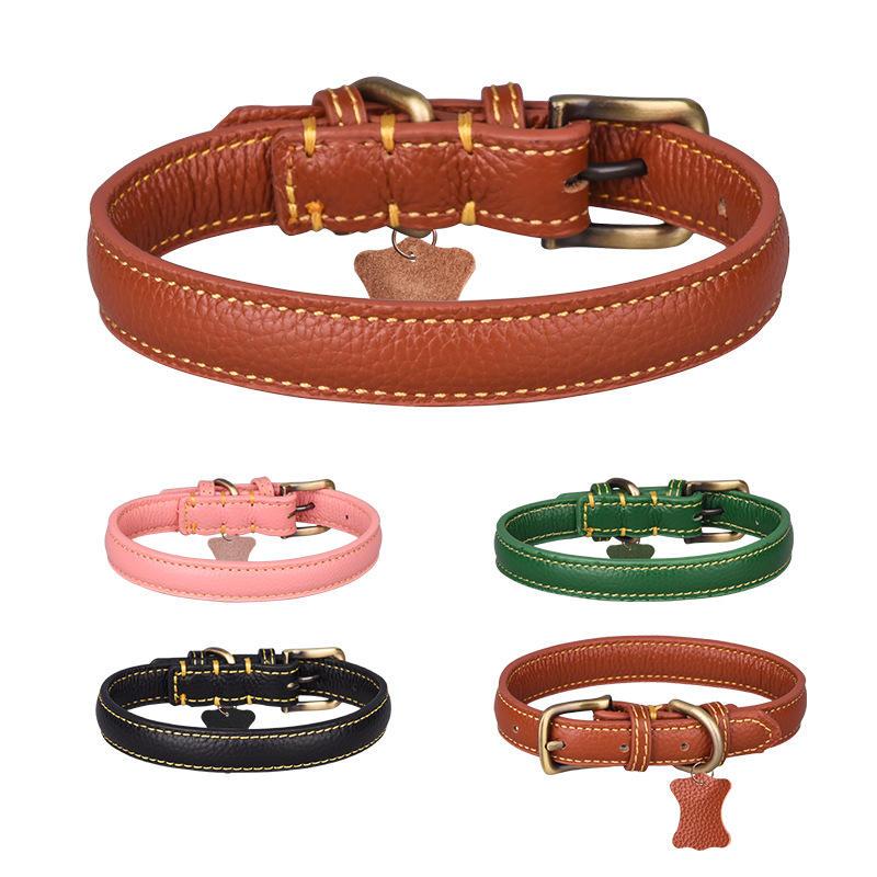 New Reversible Litchi Patterned Copper Pull Ring Pet Collar