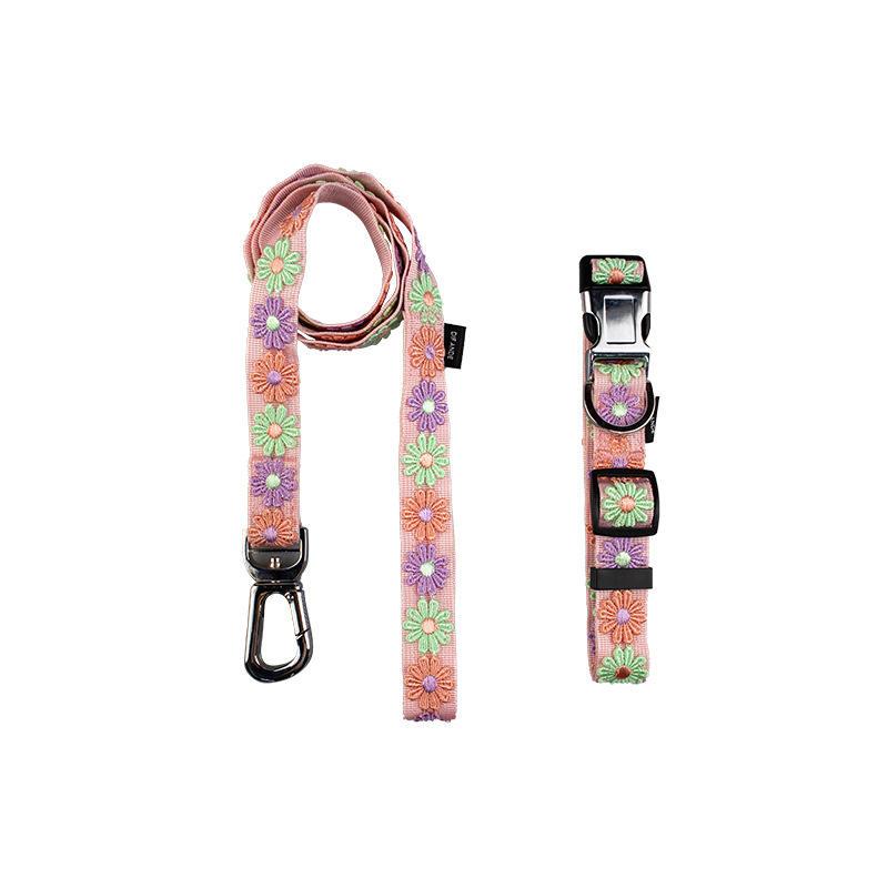 Designer Weaving Craft Pet Leash Collar Set Flower Shape Pet Leash Collar