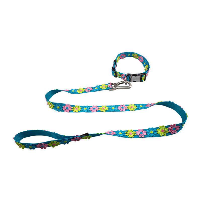 Designer Weaving Craft Pet Leash Collar Set Flower Shape Pet Leash Collar