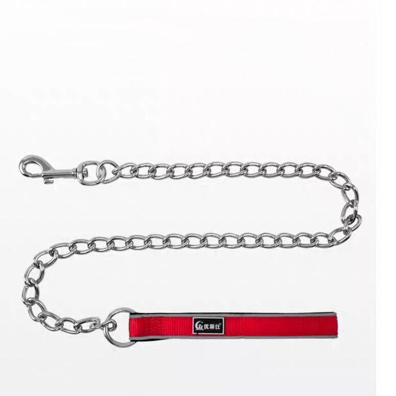 Custom Metal Pet Dog Chain Leash Led With Reflective Foam Pull Handle