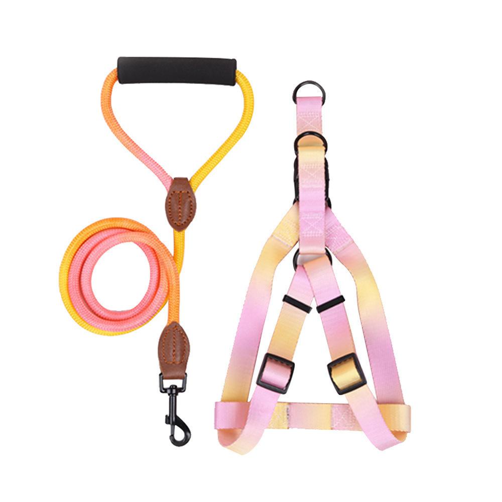 Gradient Polyester Designer Wholesale Pet Dog Leash And Harness Custom Dog Harness Set