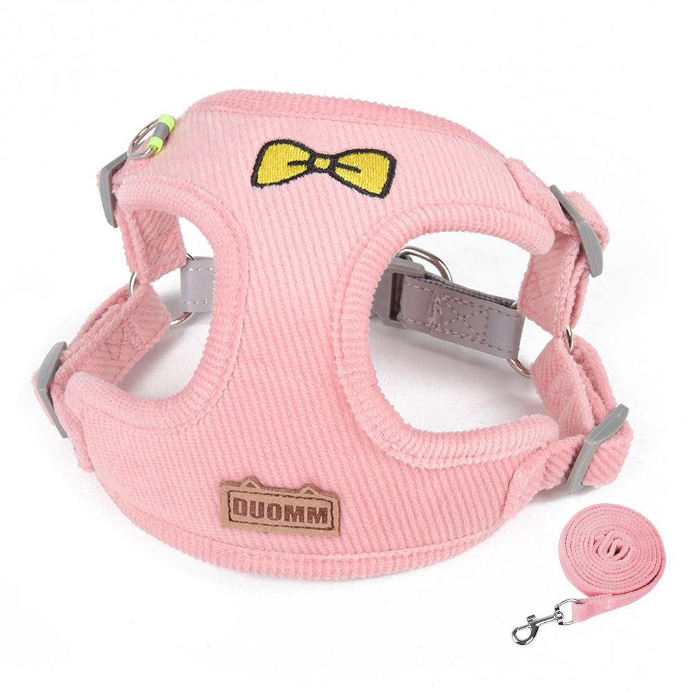 Reflective Cute Corduroy Wholesale Dog Harness Custom Logo Dog Harness Set