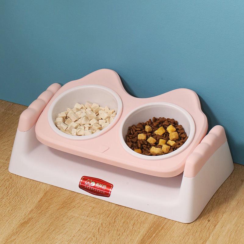 Wholesale Cheap Cute Plastic Cat Food Bowl Double Custom Dog Bowl