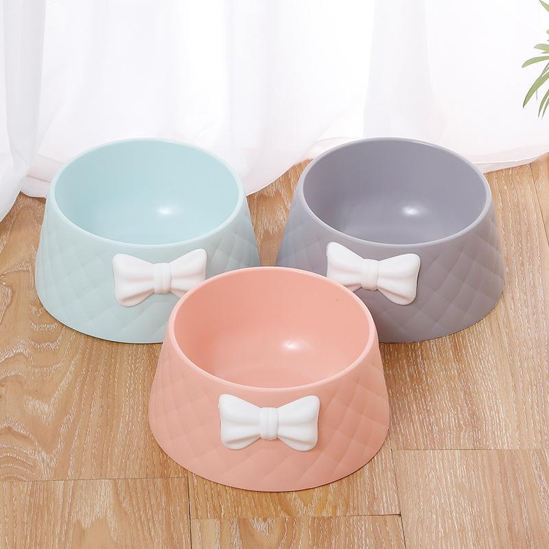 Pet Dog Cat Bowknot Rhombus Luxury Ins Style Bowl