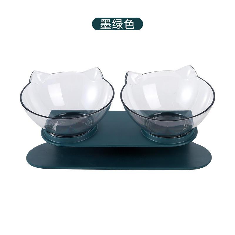 Neck Support Cat Double Bowl Tilt Transparent Cat Face Cat Dog Bowls Feerders