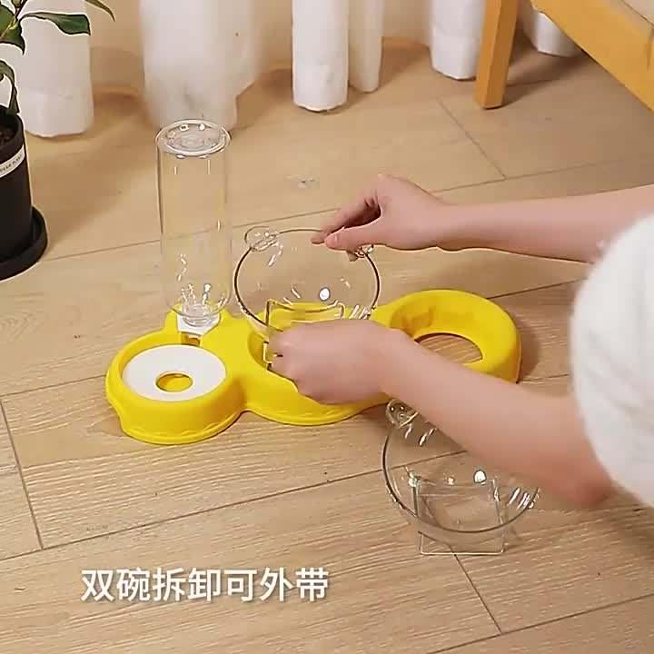 Double Bowl Anti-wet Mouth Multifunctional Pet Automatic Water Dispenser Bowl Cat Dog Water Food Cat Bowls