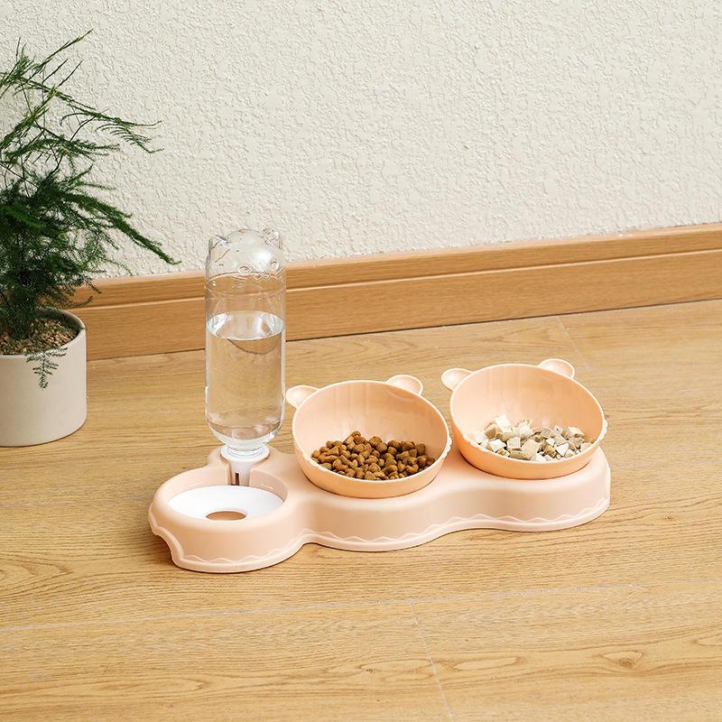 Double Bowl Anti-wet Mouth Multifunctional Pet Automatic Water Dispenser Bowl Cat Dog Water Food Cat Bowls