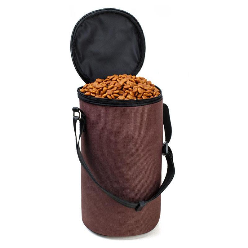 In Stock Pet Dog Cat Food Bag With Top Cover Snack Bowl Bucket Can Store Portable Outdoor Pet Food Bag