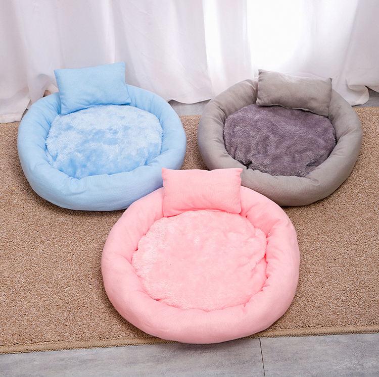 Simple And Comfortable Non-slip Bottom Round Sleeping Plush Pet Cat Bed Sofa