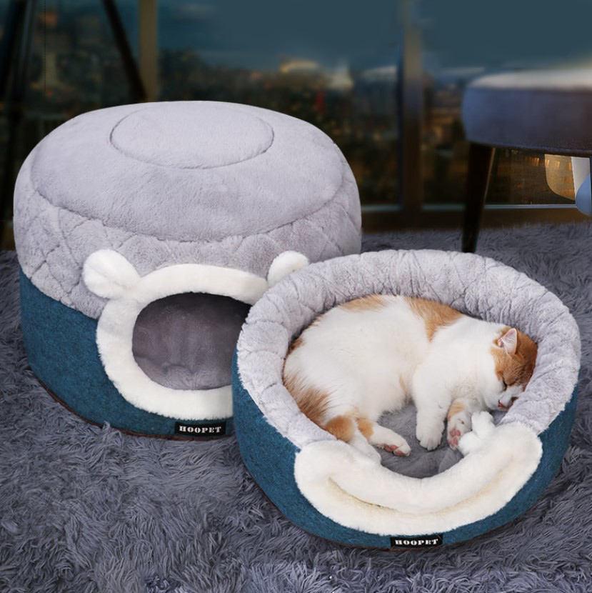 Wholesale Luxury Soft Folding Cave House Shape Pet Cat Bed