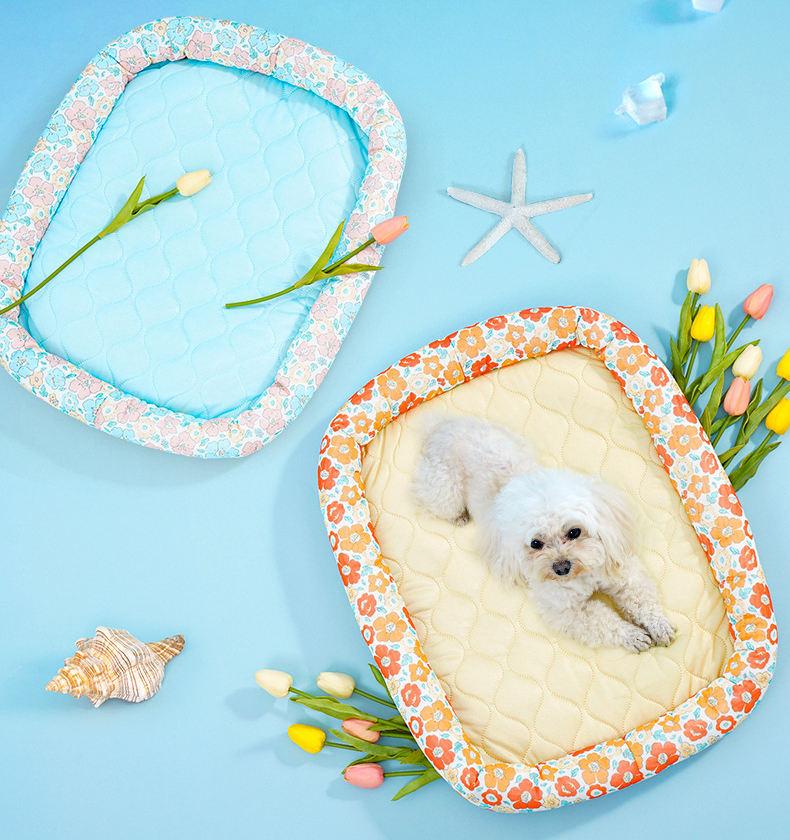 Cool And Breathable Flowers Summer Good Quality Soft Round Cat Pet Nest Bed