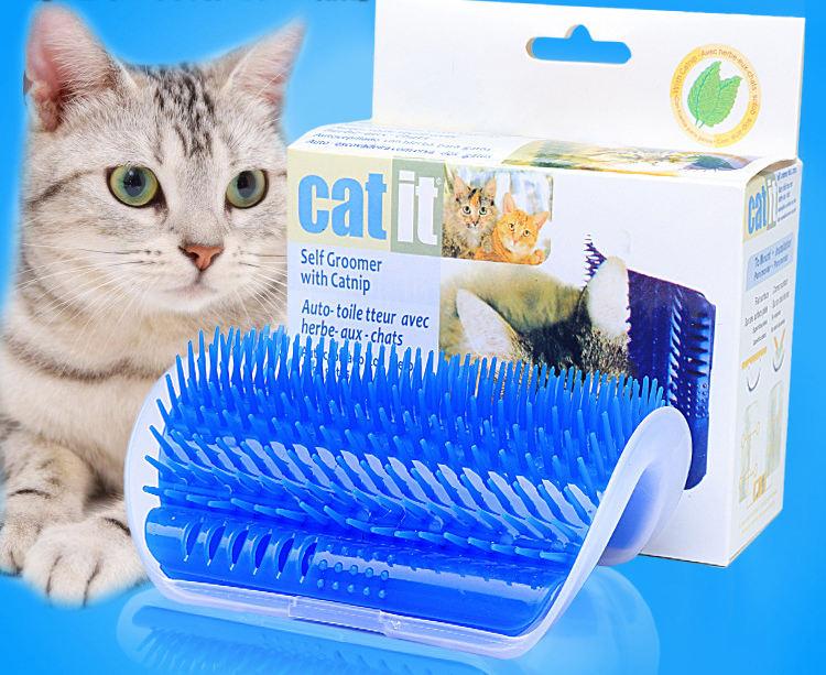 Wall Corner Groomers Soft Grooming Brush Massage Combs For Cat With Catnip Cat Self Groomer