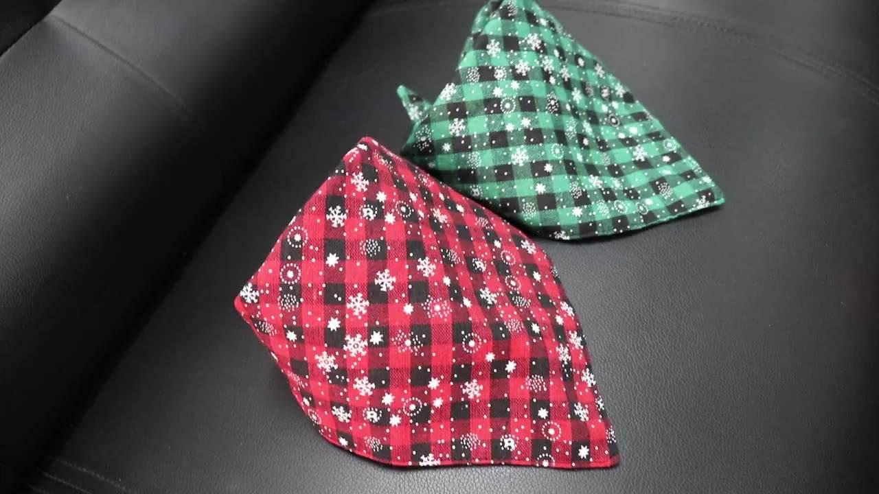 Christmas Hot Selling New Plaid 100% Cotton Luxury Custom Print Logo Wholesale Dog Bandana