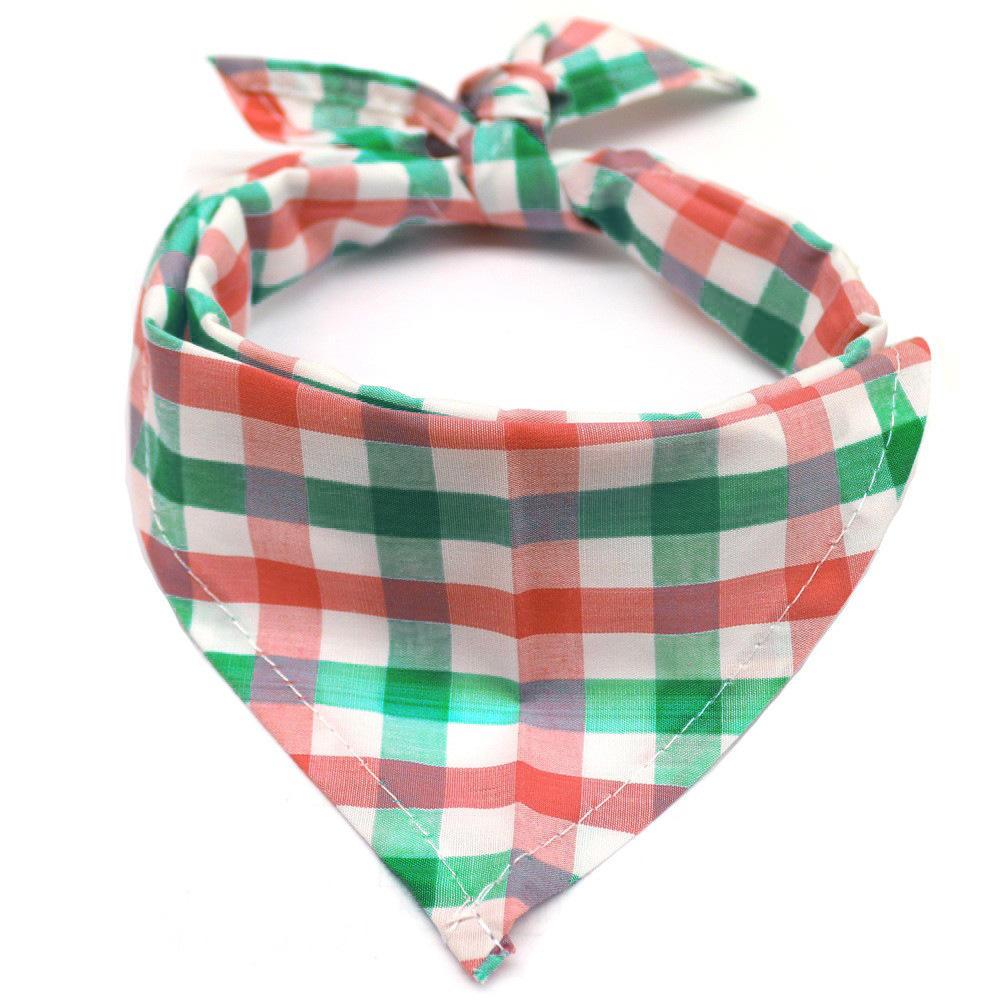 Wholesale Cotton Custom Plaid Fruit Printing Triangle Pet Dog Bandana