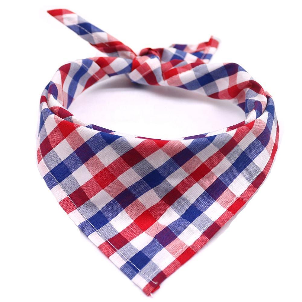 Wholesale Cotton Custom Plaid Fruit Printing Triangle Pet Dog Bandana