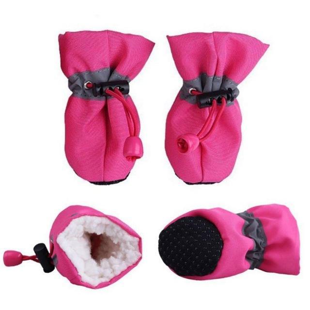 4pcs Winter Anti Slip Rain Snow Boots Footwear Thick Waterproof Soft Warm Velvet Pet Dog Shoes