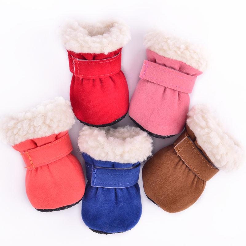 Wholesale Multicolor Style 4pcs/lot Warmpet Dog Winter Anti Slip Shoes