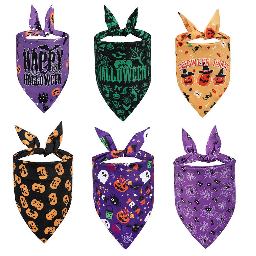 Manufacturers Pet Dog Puppy Cat Neck Scarf Cartoon Bandana Pe Saliva Towel Triangle Scarf Clothes Halloween Pet Saliva Towel